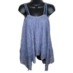Mur Mur Nwt mesh embroidered sharkbite hem tank top Large